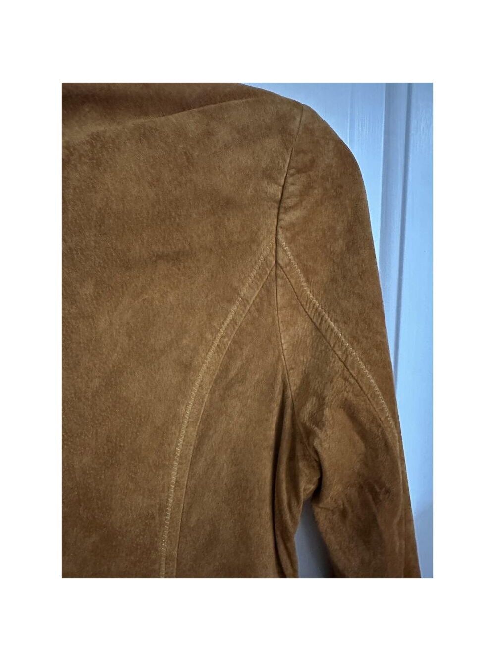 Classiques Entier Blazer Womens M Brown Leather Cropped Lined Workwear Jacket - Picture 11 of 11
